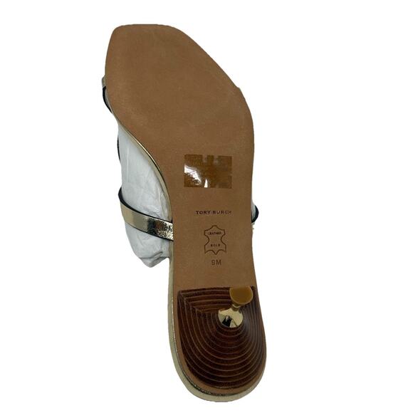 Tory Burch Geo Bombay Miller low heel sandal shoes gold 9 39 - Picture 6 of 8